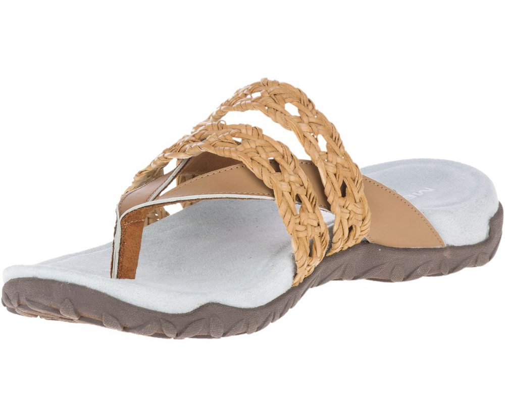 Merrell Sandals Brown/White - Terran Braid Thong - Womens 46VXLOFCH
